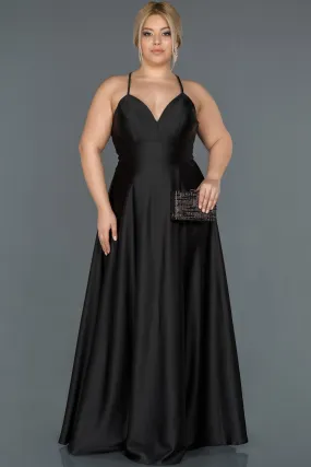 16571 Black Cross Strap Satin Dress