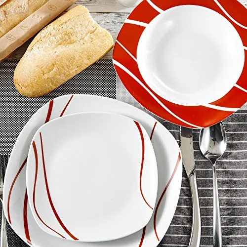 18-Piece Porcelain Dinnerware Set for 6 Person, Ceramic Dinner Set
