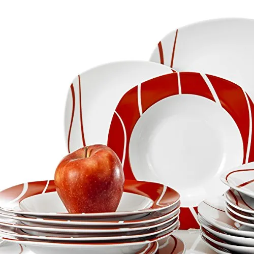 18-Piece Porcelain Dinnerware Set for 6 Person, Ceramic Dinner Set