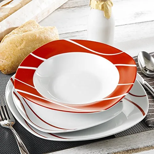 18-Piece Porcelain Dinnerware Set for 6 Person, Ceramic Dinner Set
