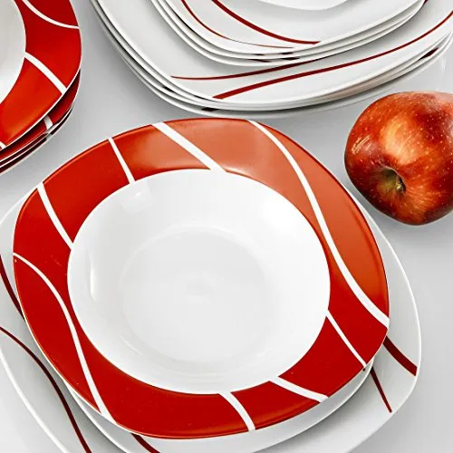 18-Piece Porcelain Dinnerware Set for 6 Person, Ceramic Dinner Set