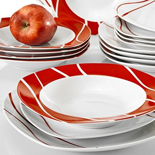 18-Piece Porcelain Dinnerware Set for 6 Person, Ceramic Dinner Set