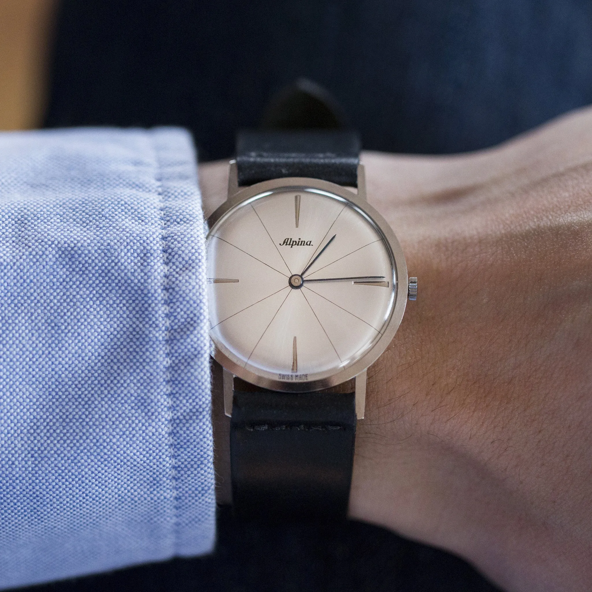 1960s Alpina Ultra-Thin Dress Watch In Steel