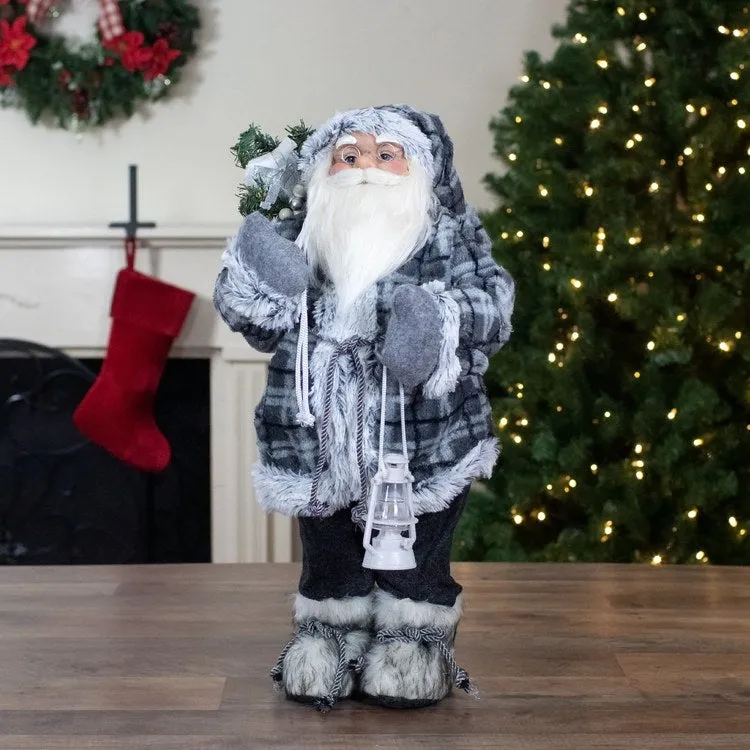2' Standing Santa Christmas Figurine Carrying a Lantern