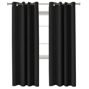 2 x Blockout Curtains Blackout Bedroom Curtain Draperies Eyelet ,Black