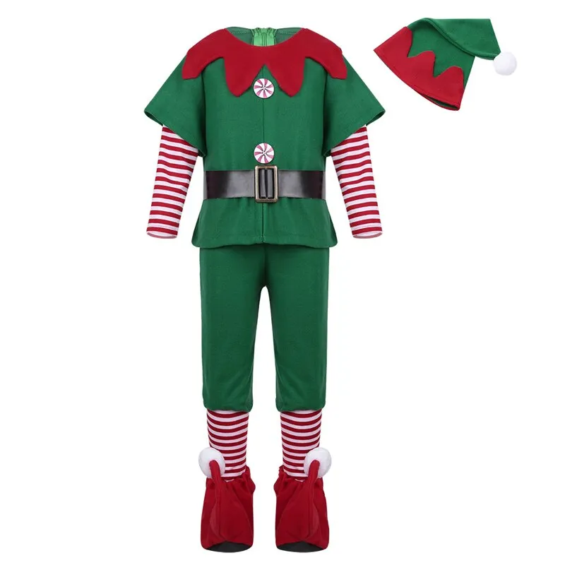 2019 green Elf Girls christmas Costume Festival Santa Clause for Girls New Year chilren clothing Fancy Dress Xmas Party Dress