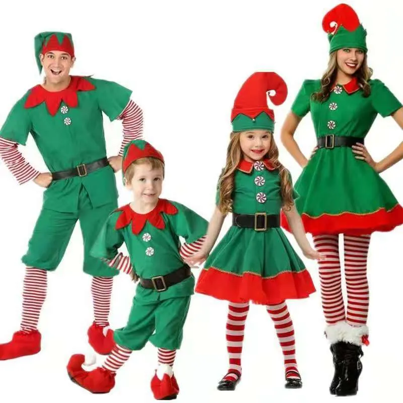 2019 green Elf Girls christmas Costume Festival Santa Clause for Girls New Year chilren clothing Fancy Dress Xmas Party Dress