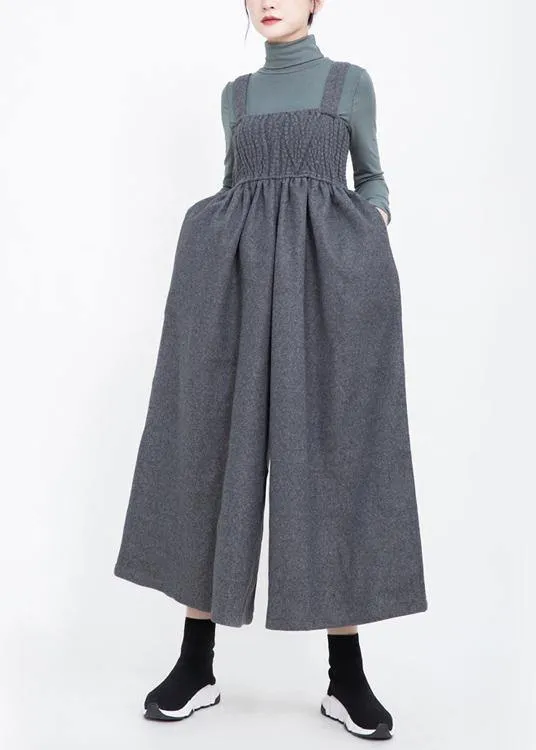 2019 sleeveless women Cinched jumpsuit gray pants casual fashion wide leg pants