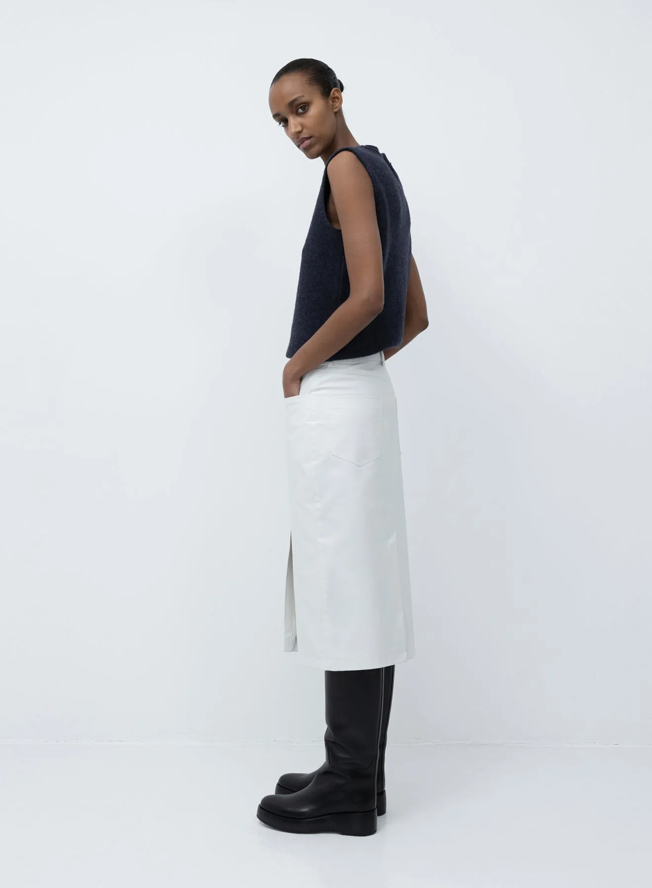 5-pocket skirt oil | white