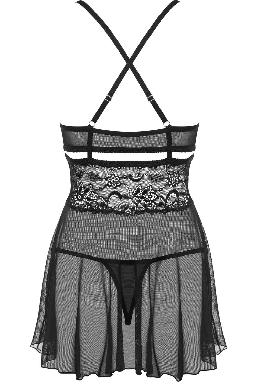 838 Babydoll & Thong Black