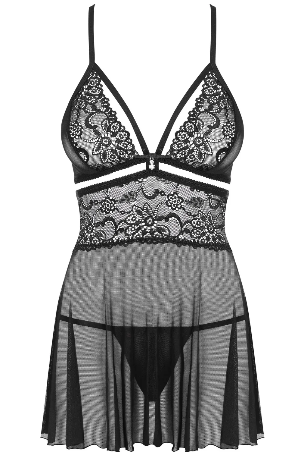 838 Babydoll & Thong Black