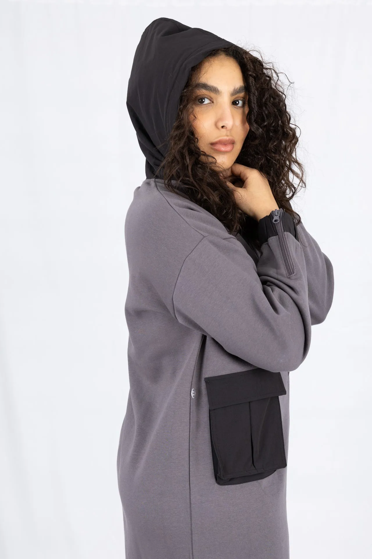 Adaptive Kids Hoodie Dress with Front Zipper & Easy-Undressing Sleeves