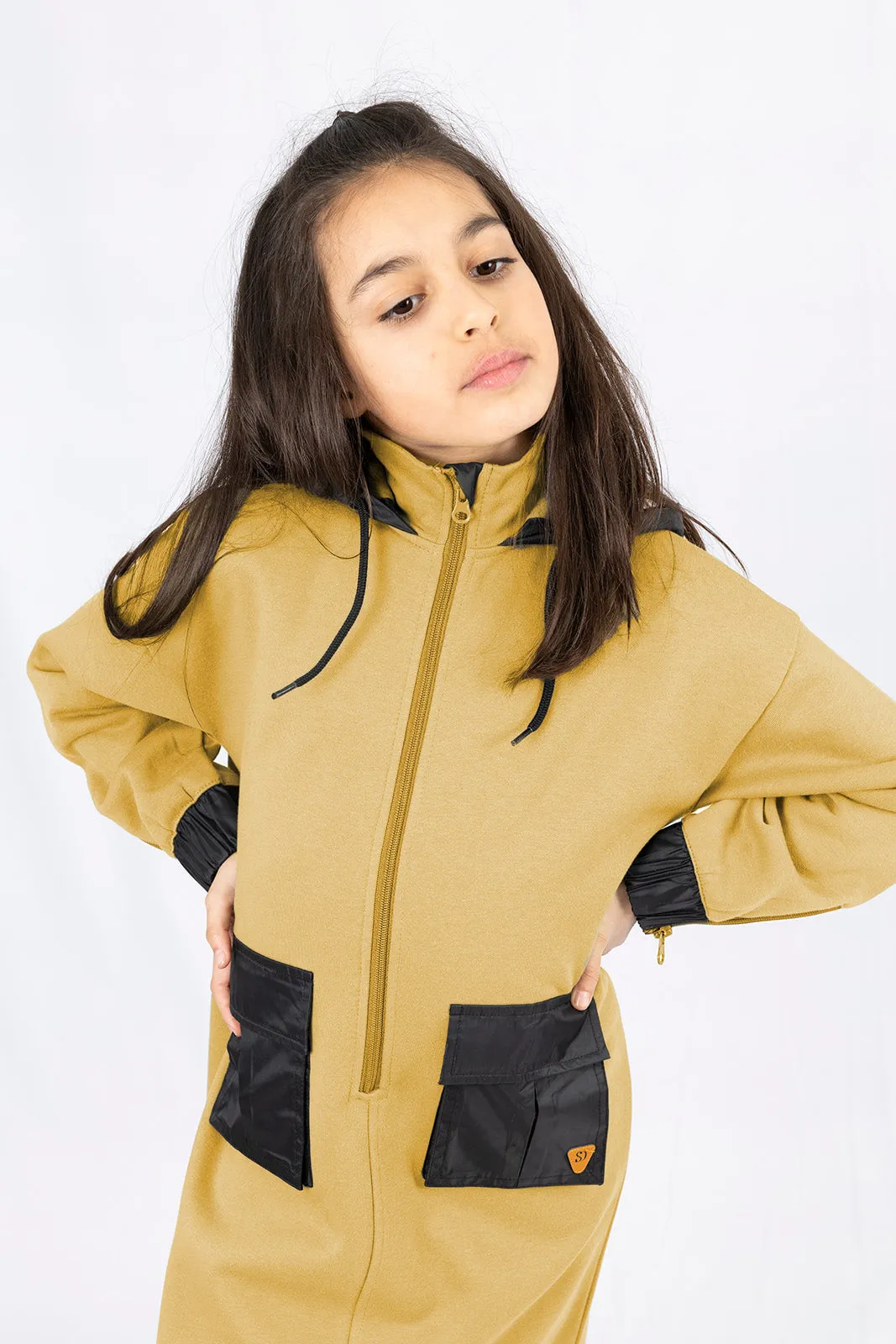 Adaptive Kids Hoodie Dress with Front Zipper & Easy-Undressing Sleeves