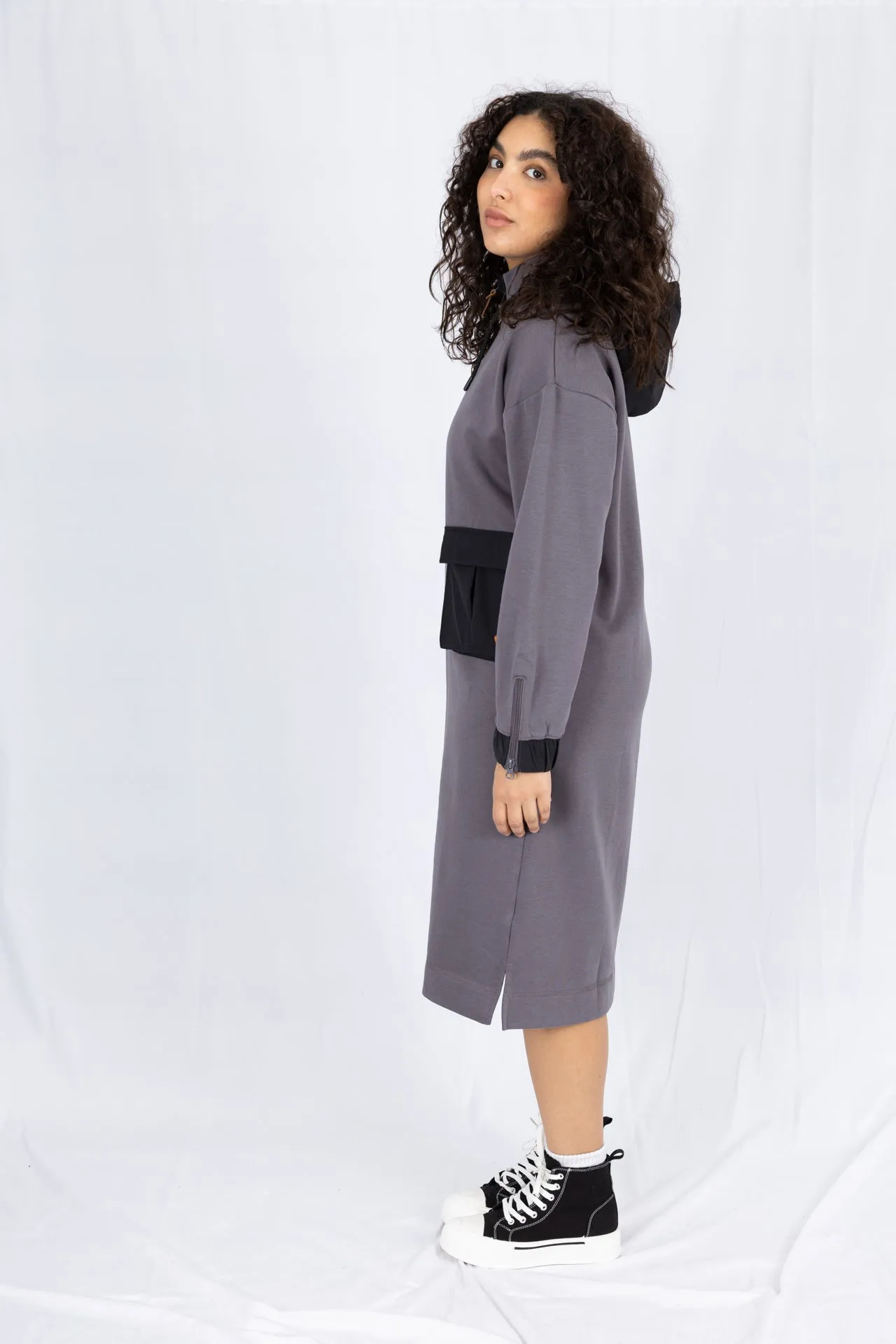 Adaptive Kids Hoodie Dress with Front Zipper & Easy-Undressing Sleeves