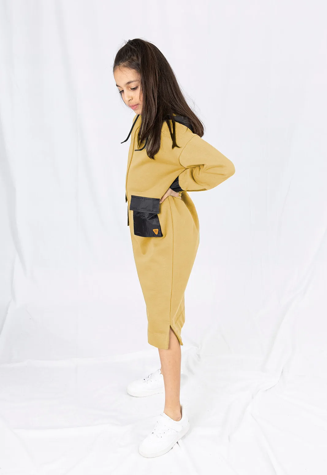 Adaptive Kids Hoodie Dress with Front Zipper & Easy-Undressing Sleeves