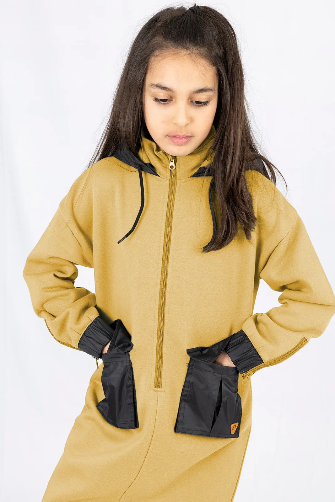 Adaptive Kids Hoodie Dress with Front Zipper & Easy-Undressing Sleeves