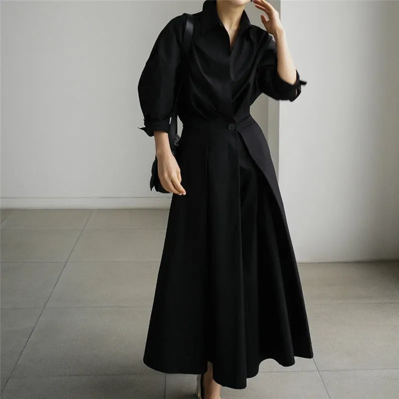 Adeline Retro Flare Maxi Shirtdress - 2 Colors