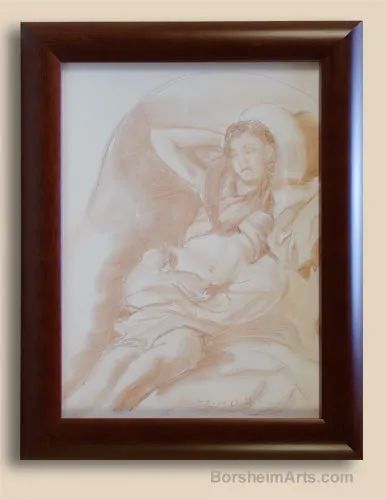 Alana Resting on Couch Sepia Drawing