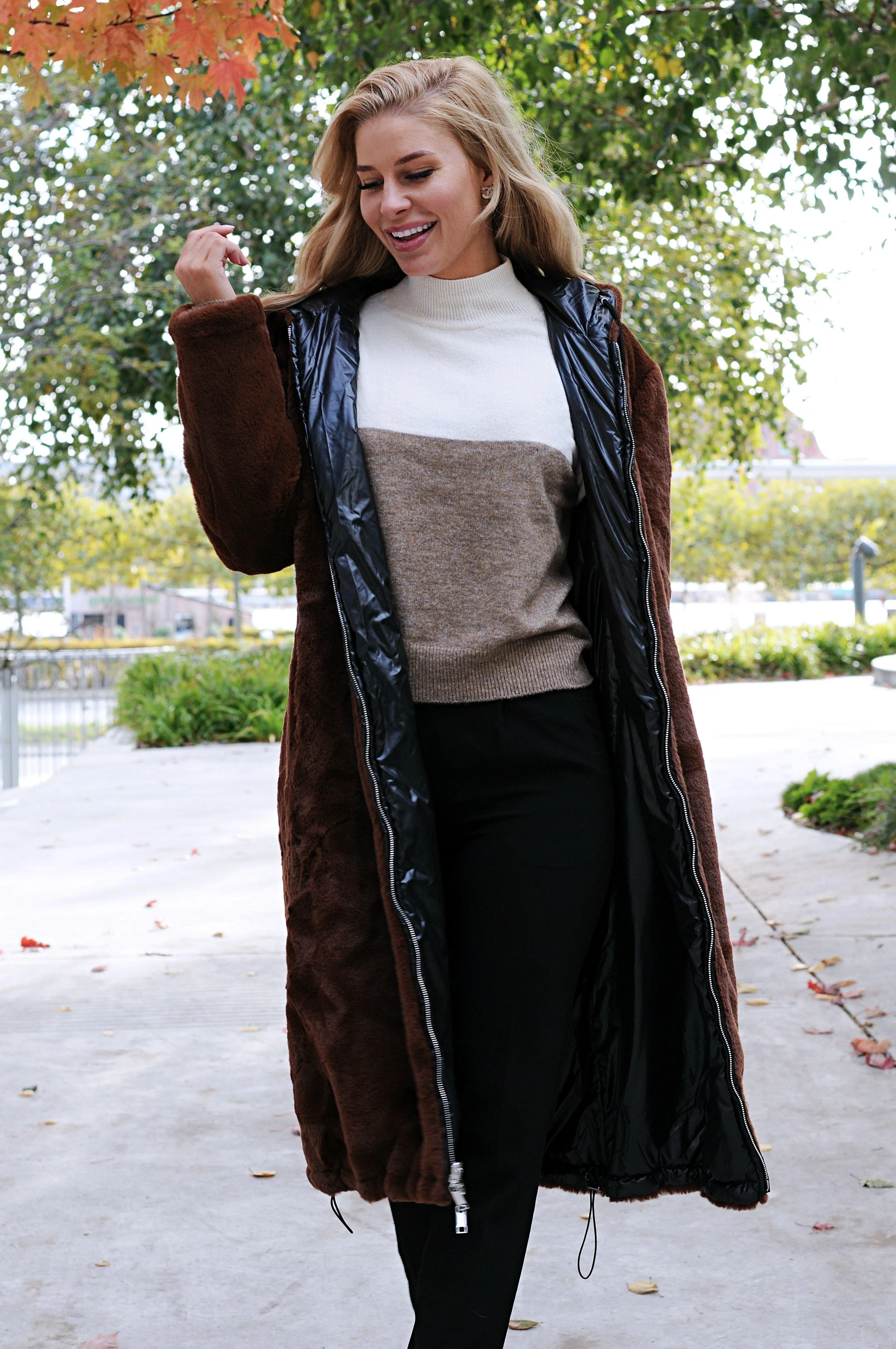 Alba, 110 cm. - Hood - 100% Faux Fur - Women - Brown