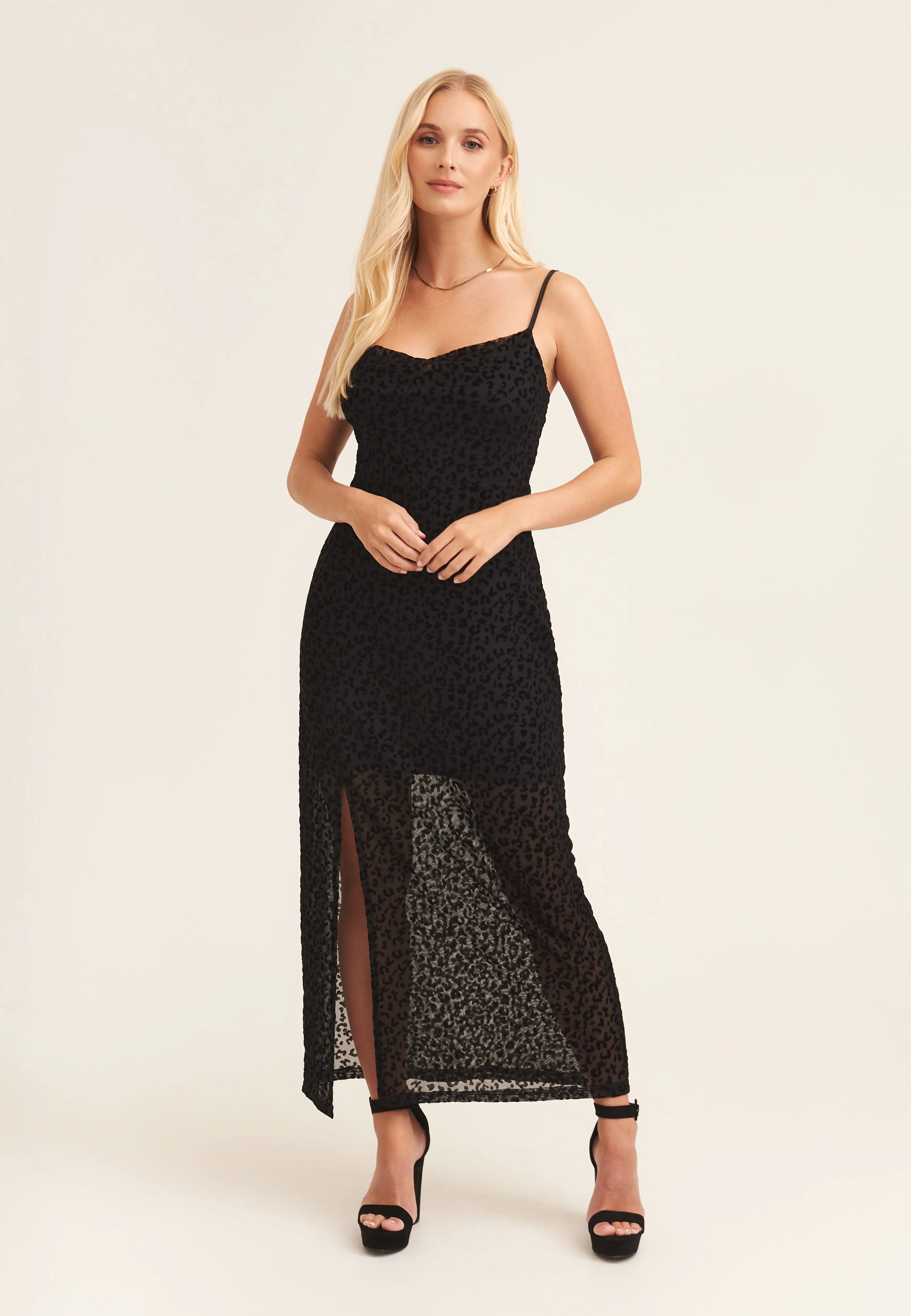 Animal Cowl Midi Dress