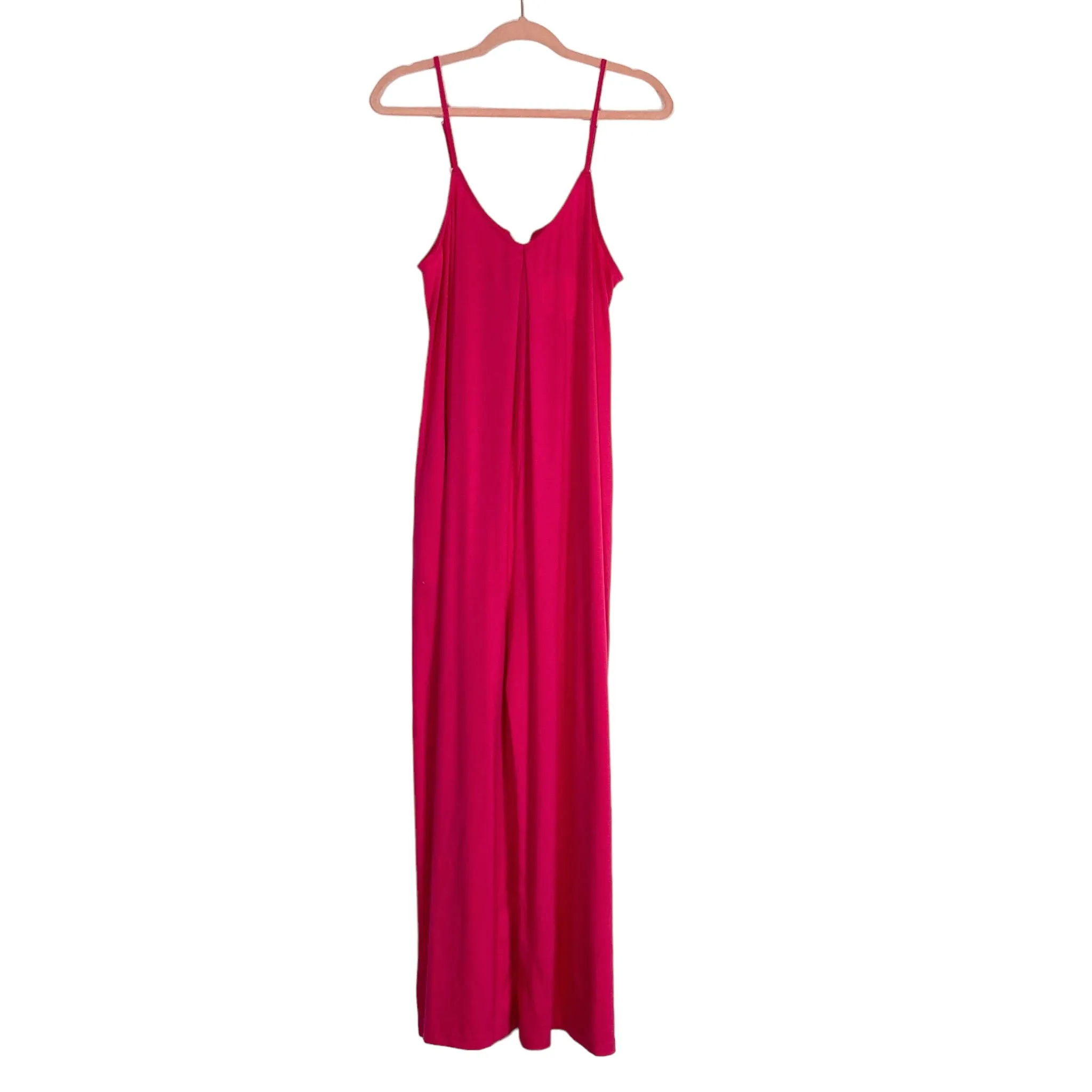 Anrabess Hot Pink with Back Bow Wide Leg Jumpsuit NWT- Size L