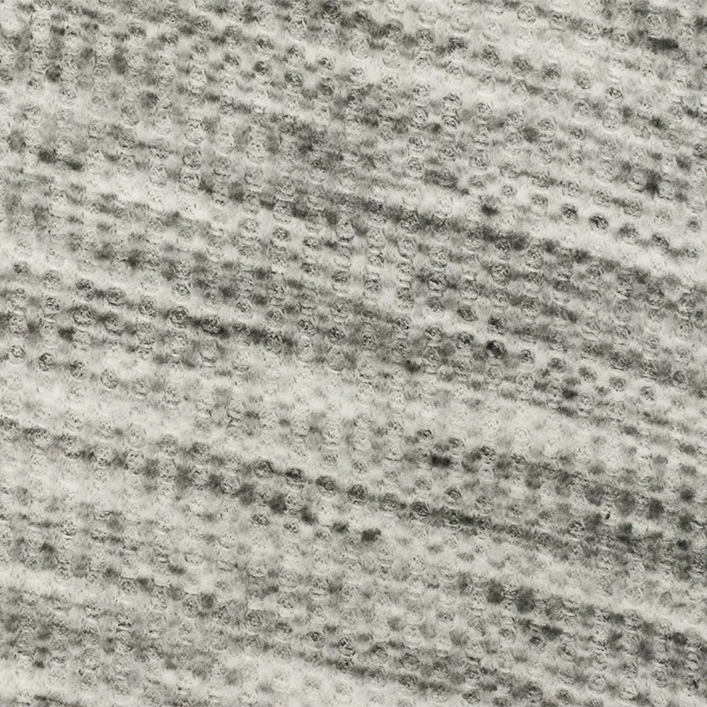 Ash Gray-White-Black Texture Stretch Brushed Thermal Knit Fabric
