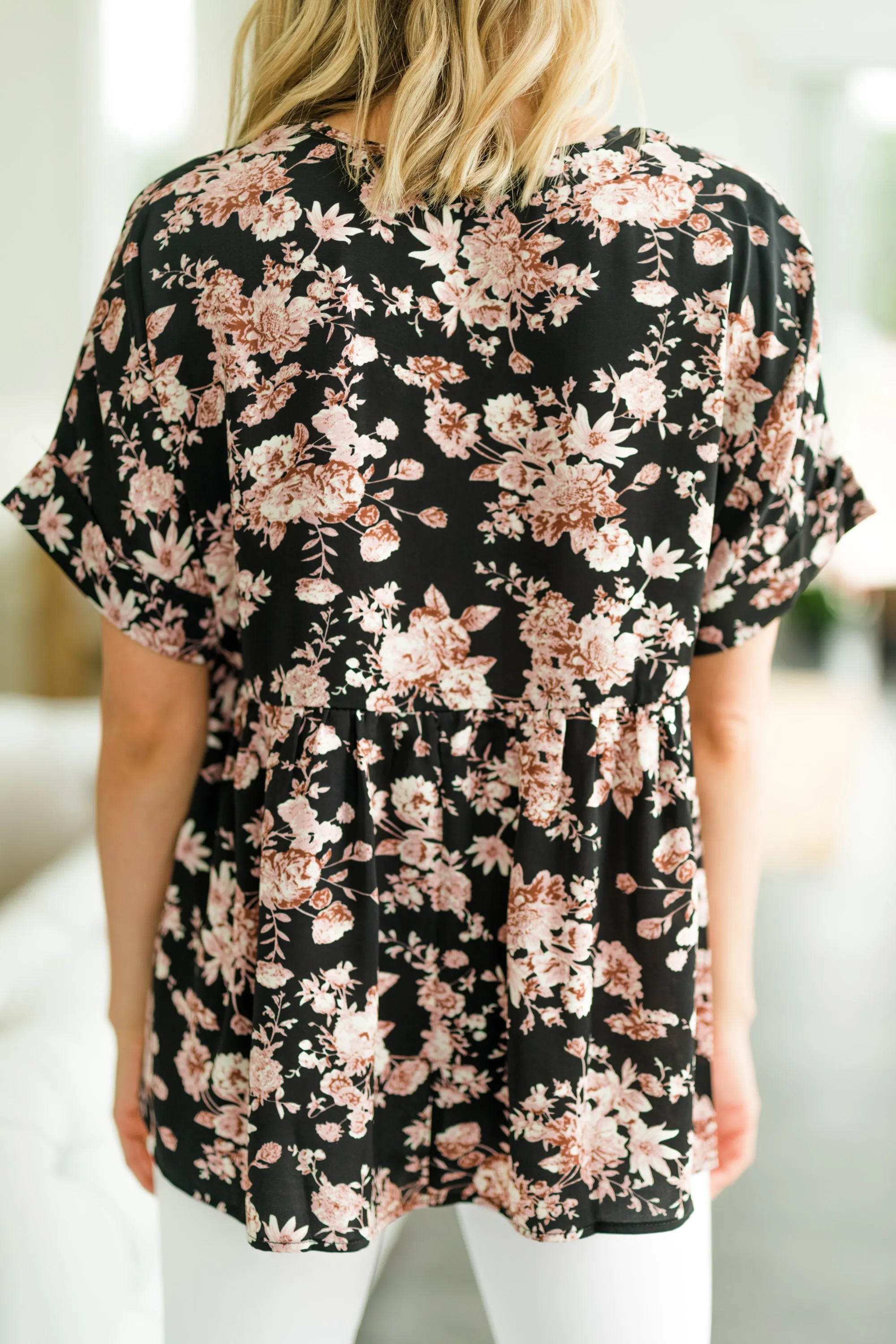 At This Level Pink Floral Babydoll Top
