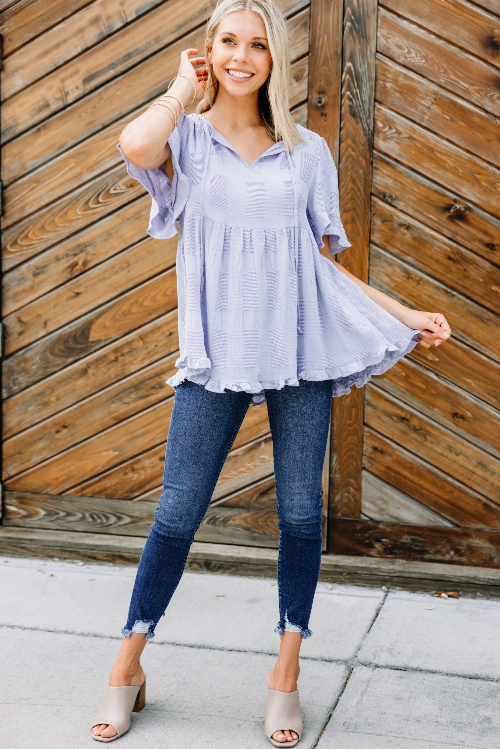 At This Point Periwinkle Purple Babydoll Top