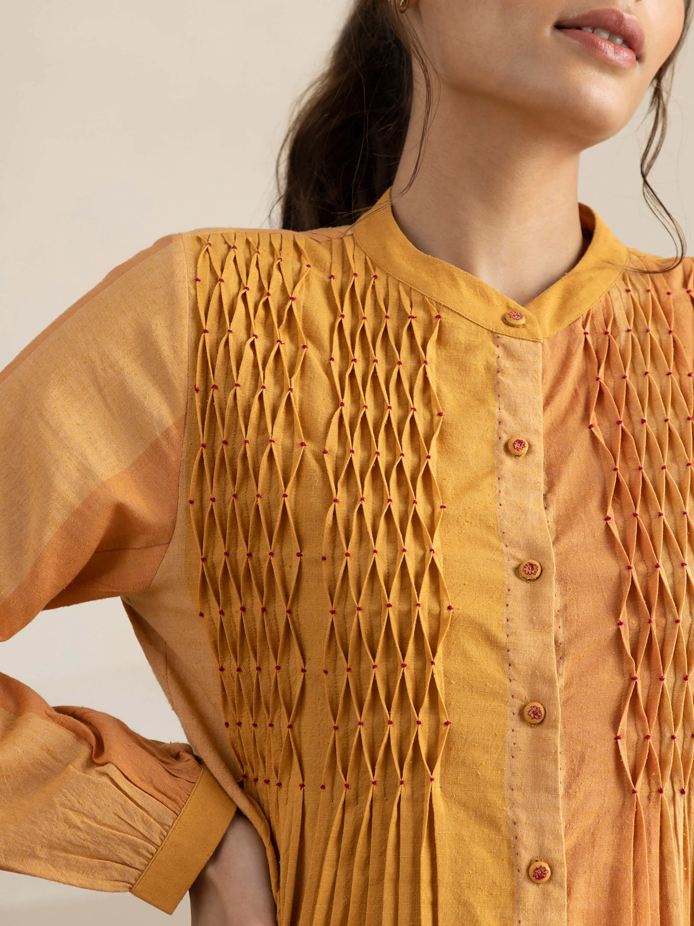 Autumn Leaves Smock Midi Dress