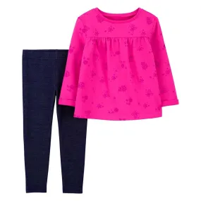 Baby Girls' 2-Piece Pink Babydoll Top & Pants Set 1Q050910