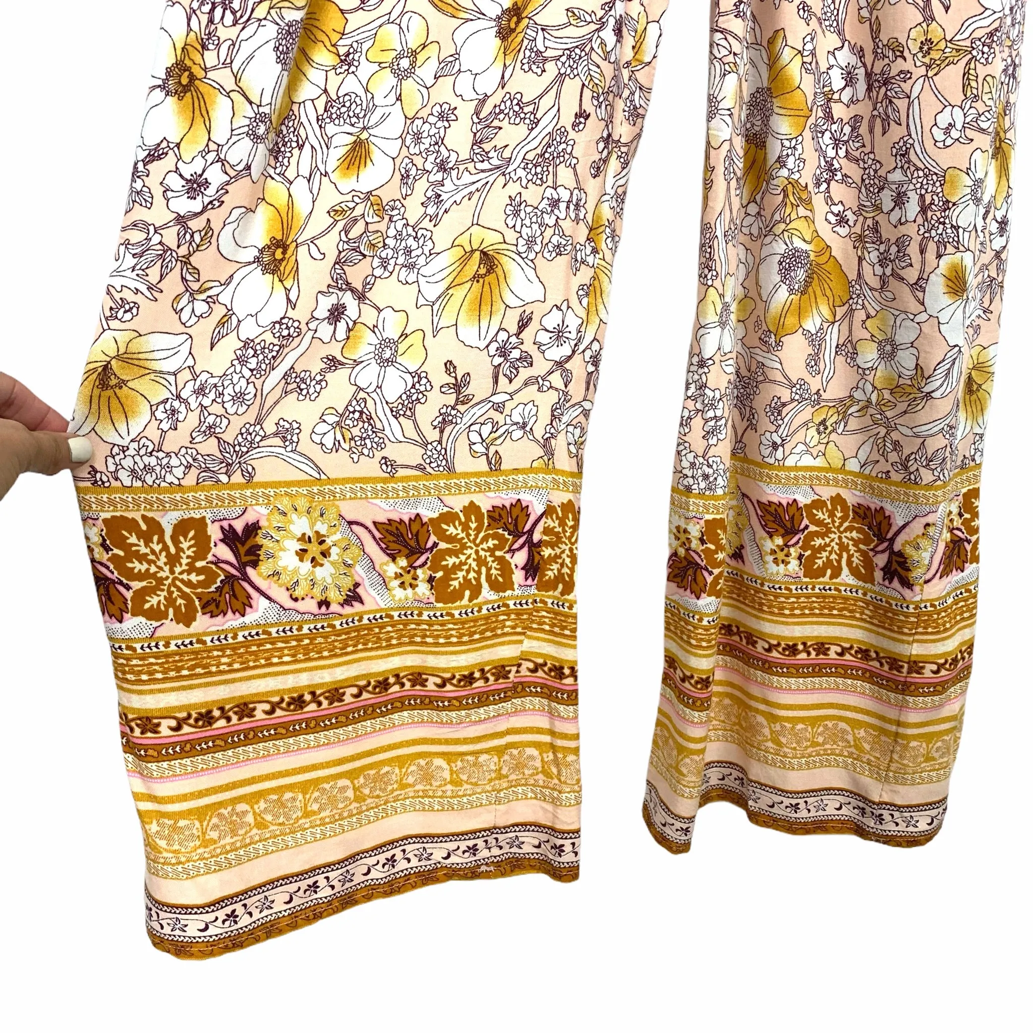 Band of Gypsies Blush Gold Floral Jumpsuit NWT- Size M