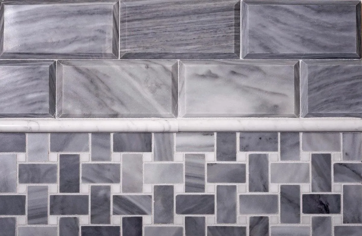 Bardiglio 3X6 Beveled Marble Subway Tile