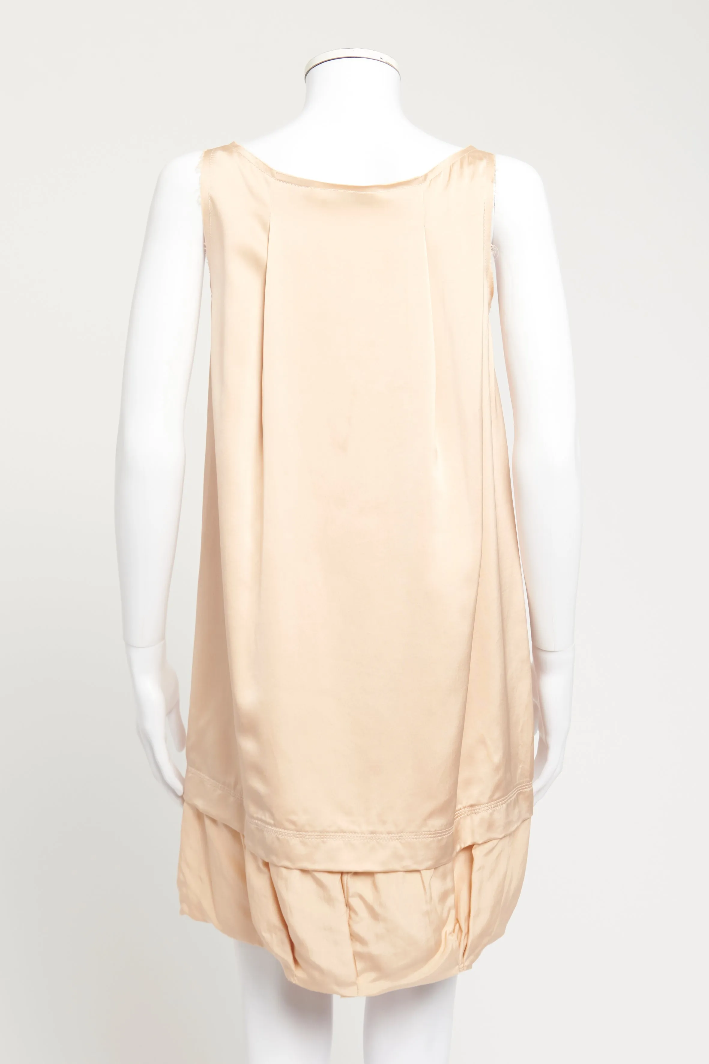 Beige Embroidered Preowned Mini Dress
