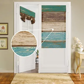 BEMIGO Door Curtains for Door Windows, Rustic Wood Board Door Window Curtains for French Glass Door, Privacy Thermal Insulated Tie Up Door Shades, Ombre Grey Door Curtains 26 x 70 inch