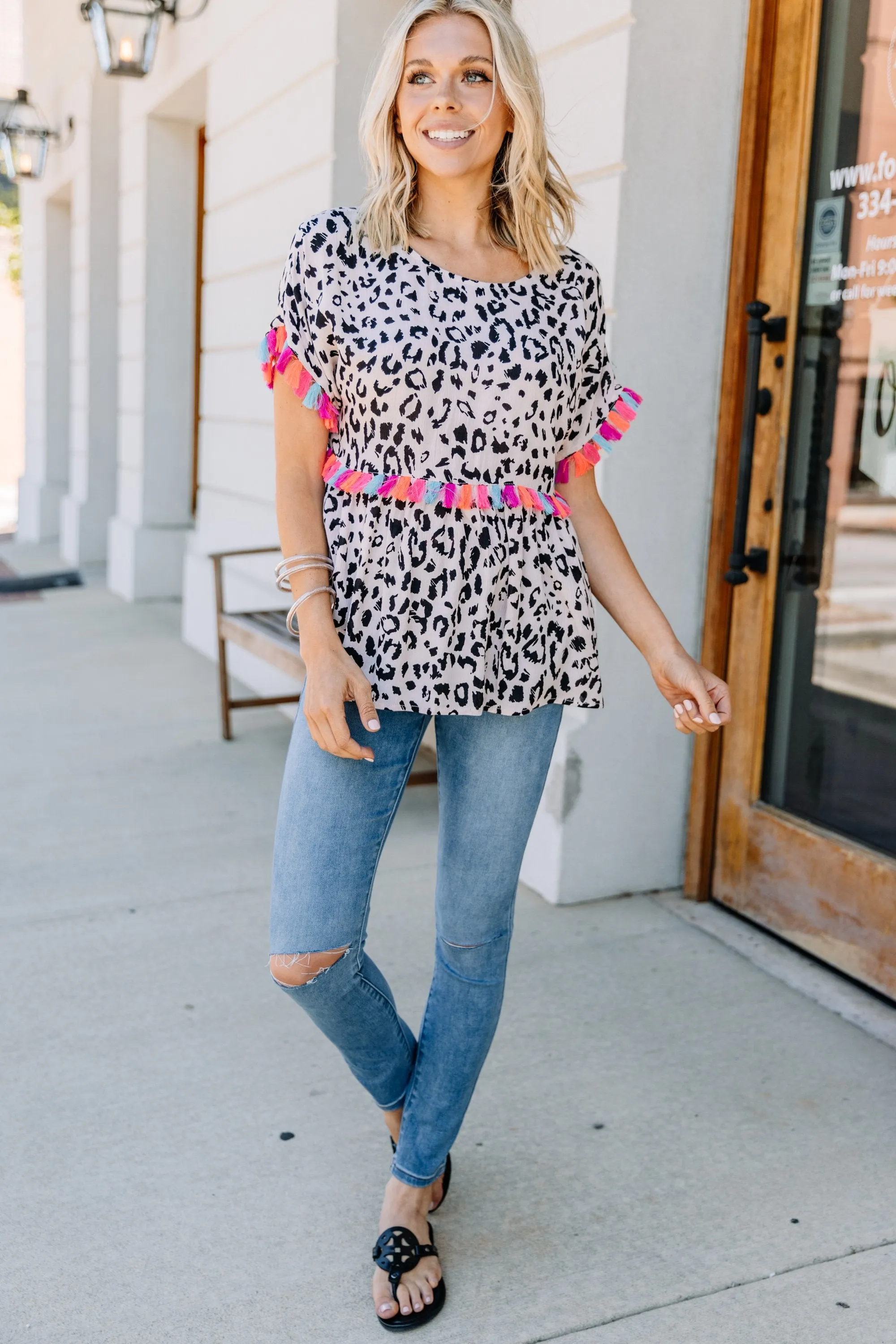 Best Of Bold Ivory White Leopard Top