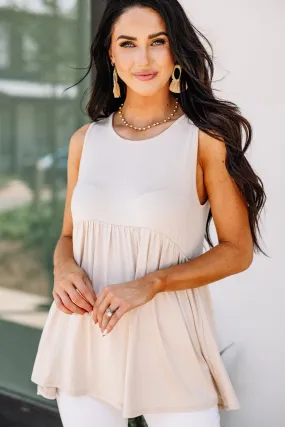 Better With You Oatmeal White Babydoll Tank
