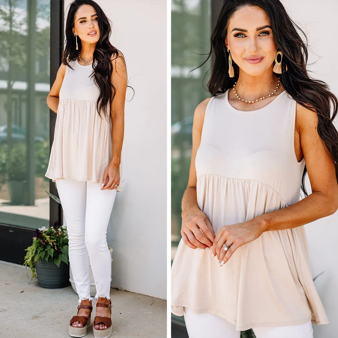 Better With You Oatmeal White Babydoll Tank