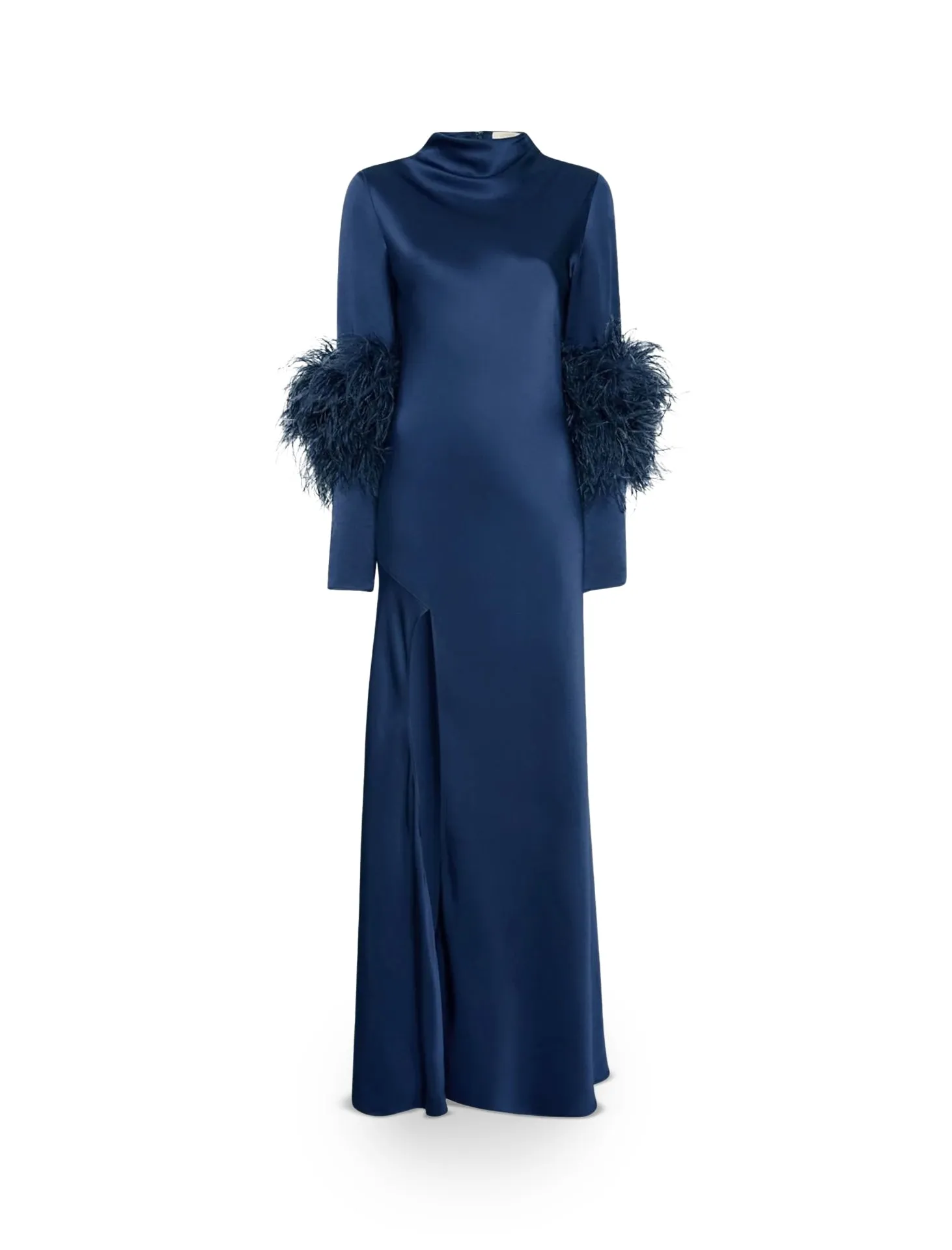 Bias Tab Slit Dress with Ostrich