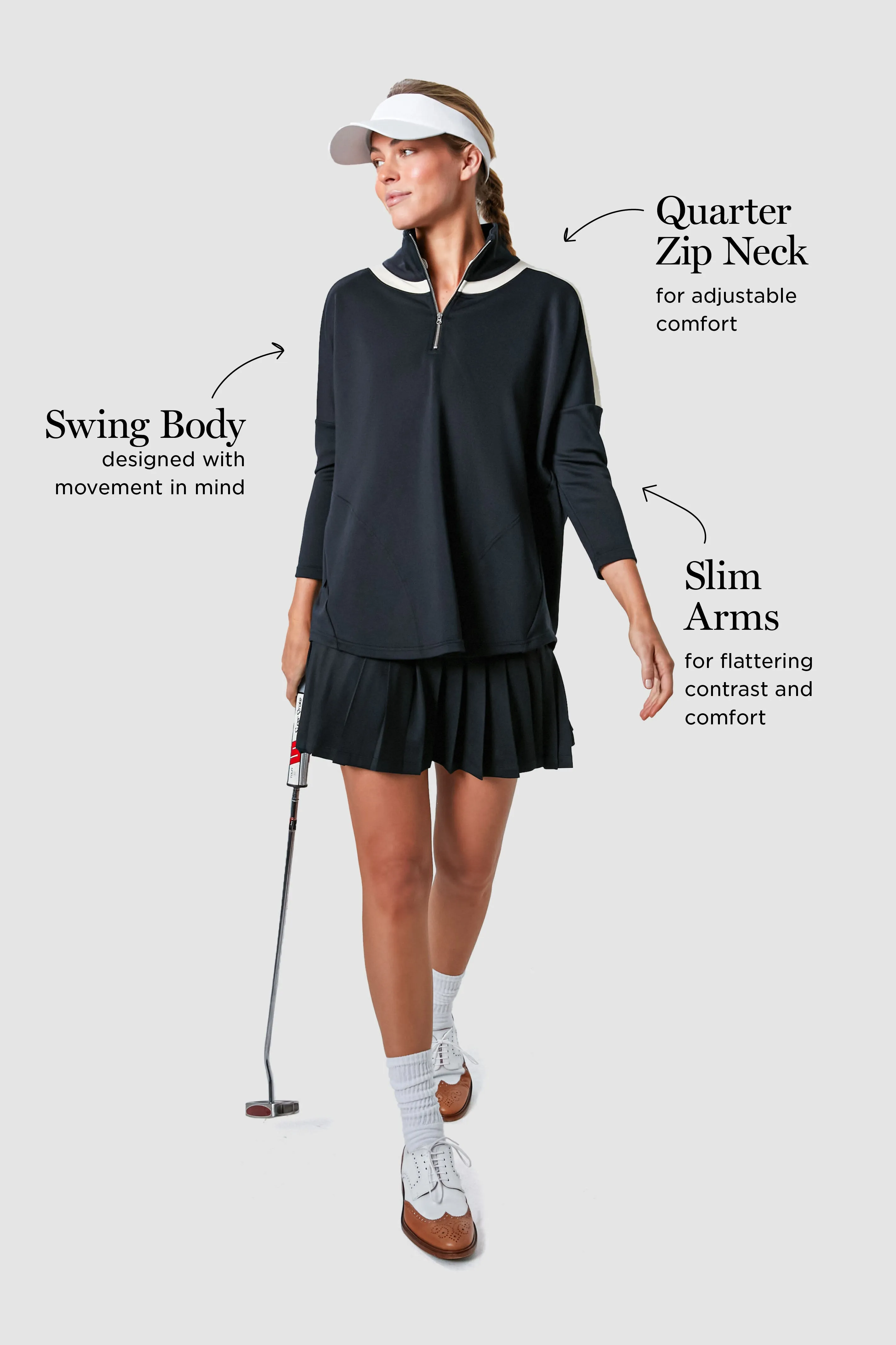 Black and Ivory Amelie Quarter Zip