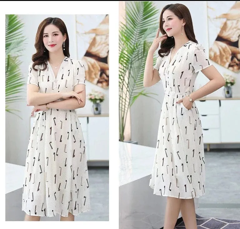 Black and White Short Sleeve Dress