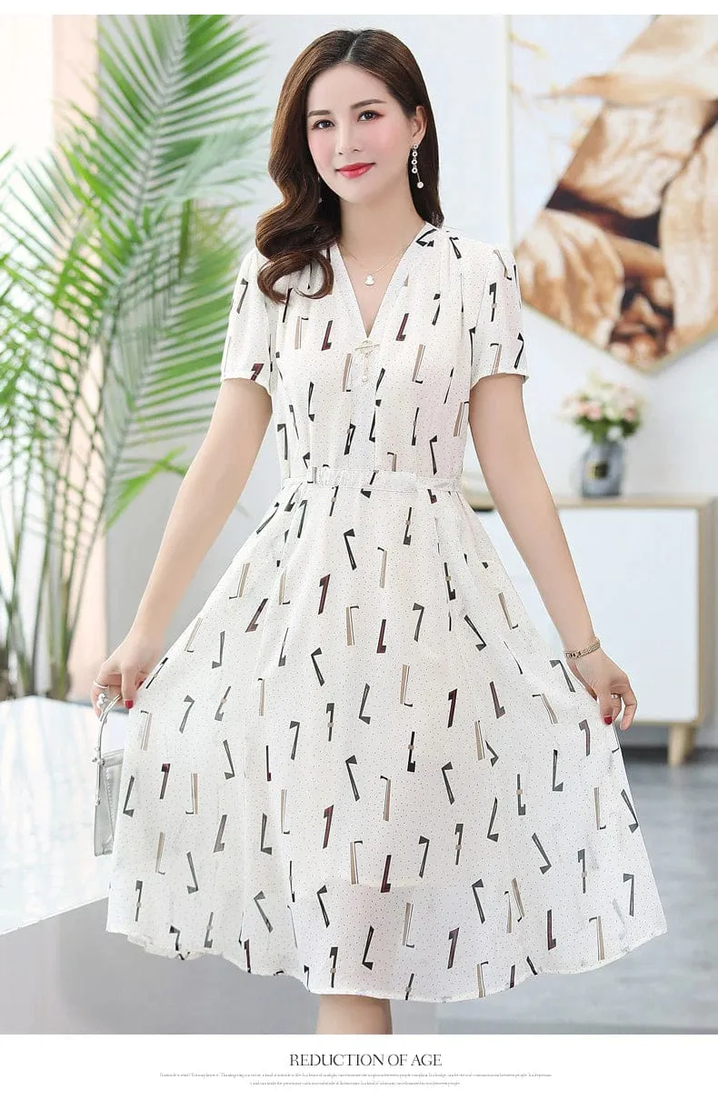 Black and White Short Sleeve Dress