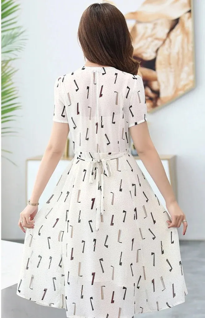 Black and White Short Sleeve Dress