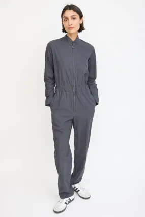 Black Cotton One Pocket Zip Jumpsuit