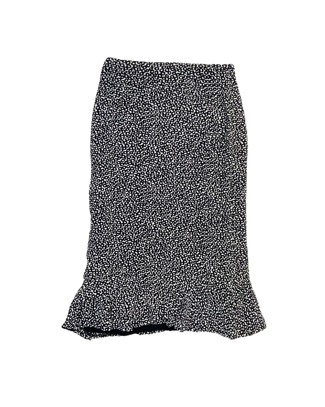 Black Ditsy Print Midi Skirt