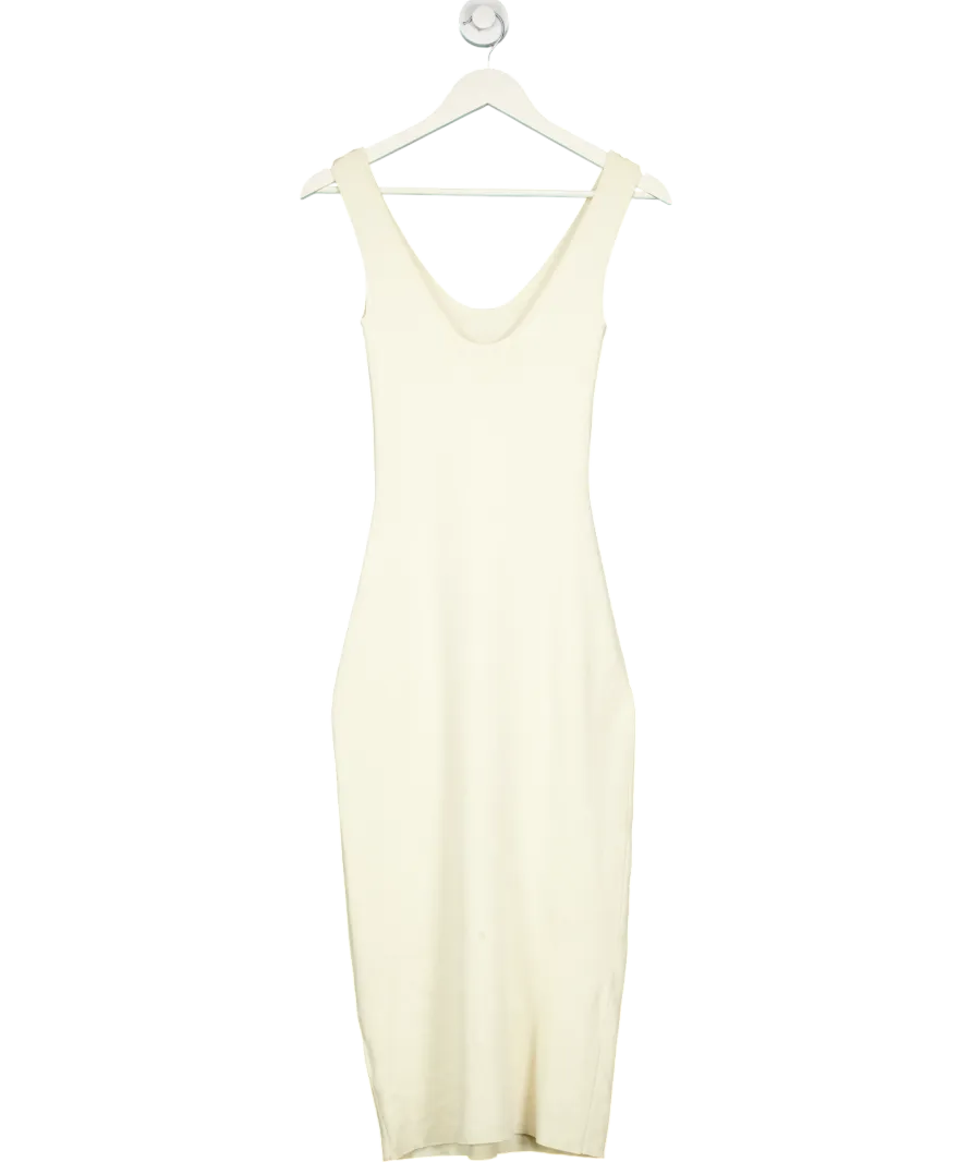 BOA Cream Heavy Ribbed Racer Maxi Dress UK XS