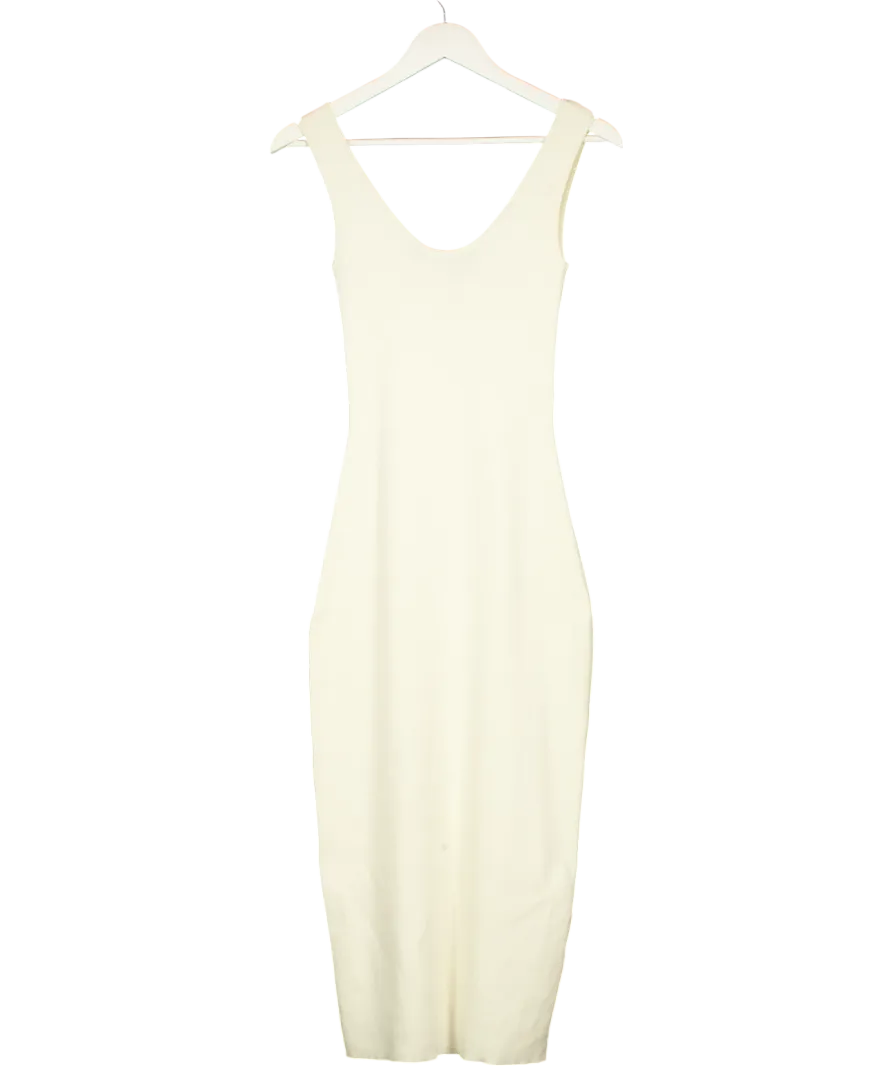 BOA Cream Heavy Ribbed Racer Maxi Dress UK XS