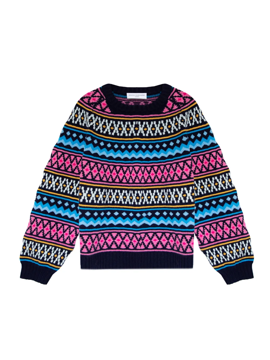 Bonnie Fair Isle Heritage Navy Wool Cashmere Jumper