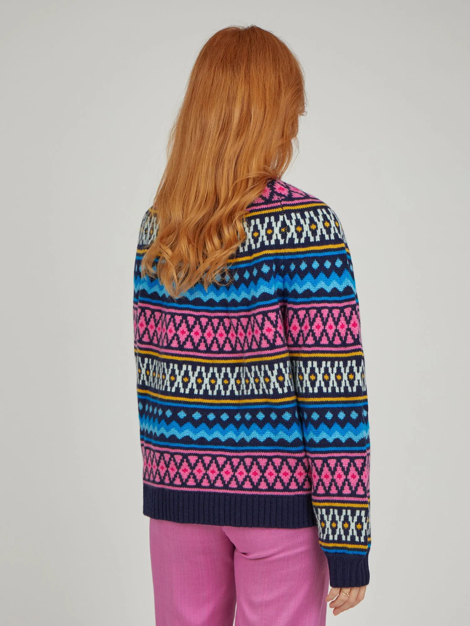 Bonnie Fair Isle Heritage Navy Wool Cashmere Jumper