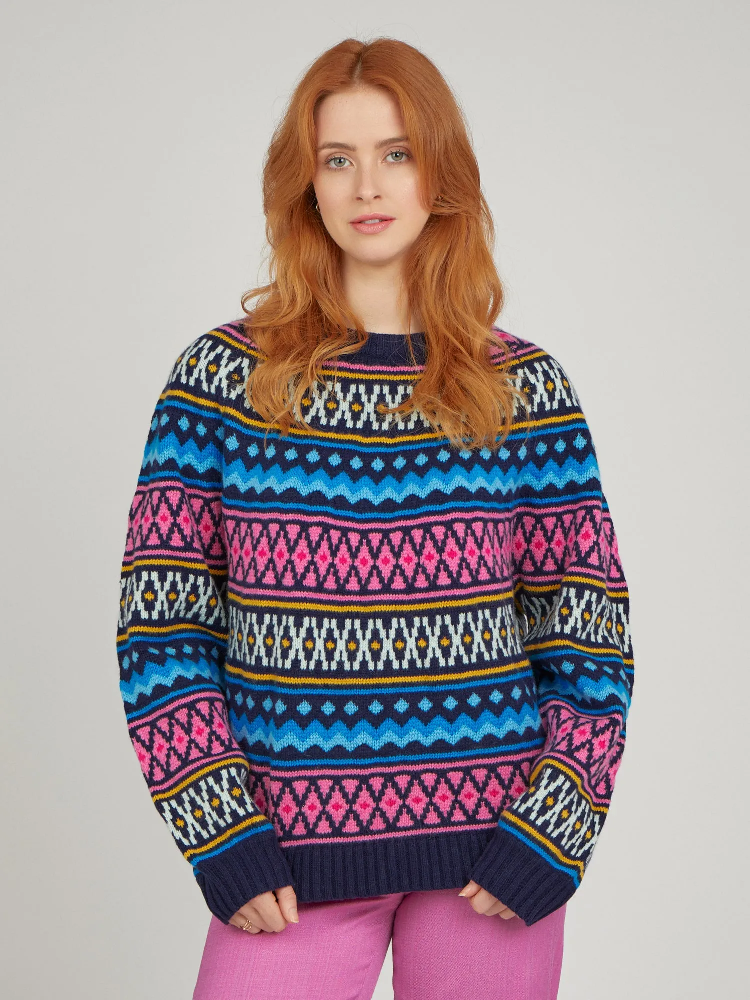 Bonnie Fair Isle Heritage Navy Wool Cashmere Jumper