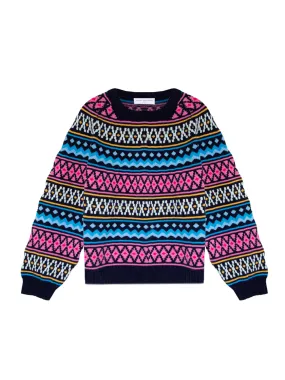 Bonnie Fair Isle Heritage Navy Wool Cashmere Jumper